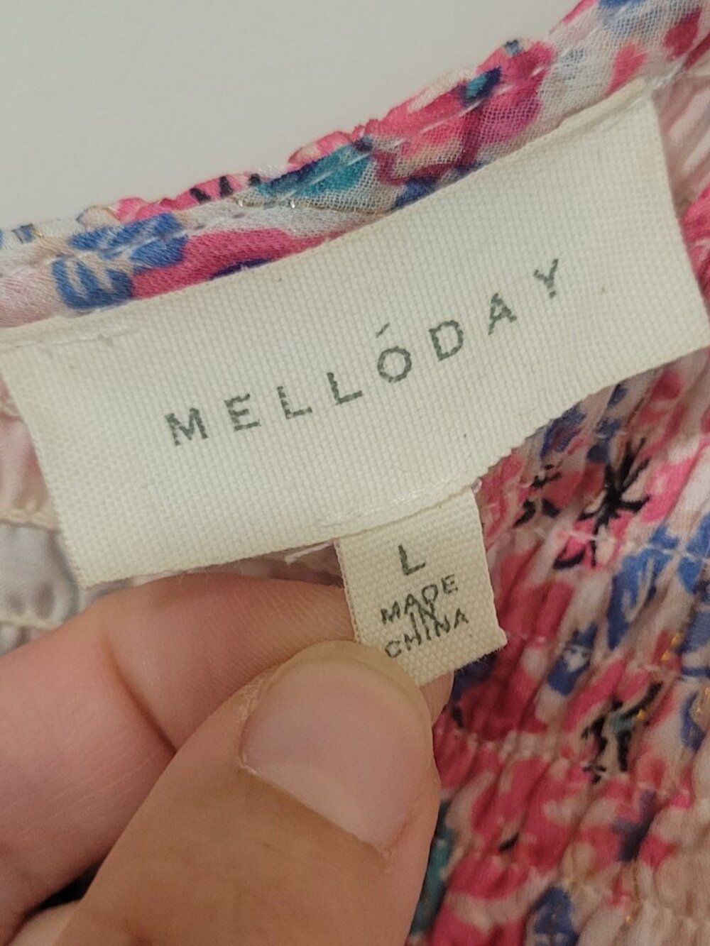 Melloday Pink Floral Smocked Top Fully Lined Maxi Dress - Size Large - Picture 4 of 8